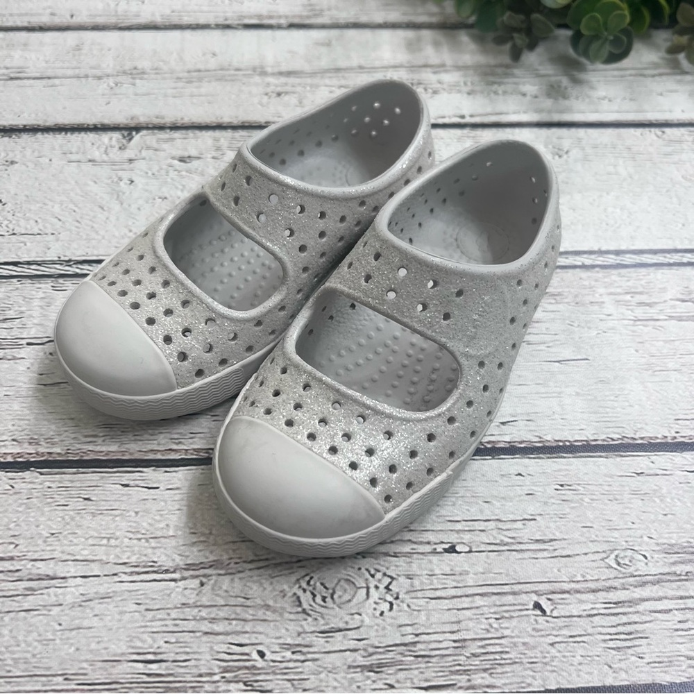 Native Juniper Mary Jane Shoes Bling Glitter Frost White size 7